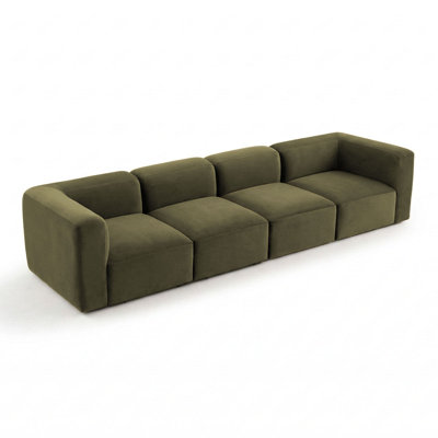 129" Oversized Modular Deep Seat Performance Velvet Sectional Sofa, Seats 4