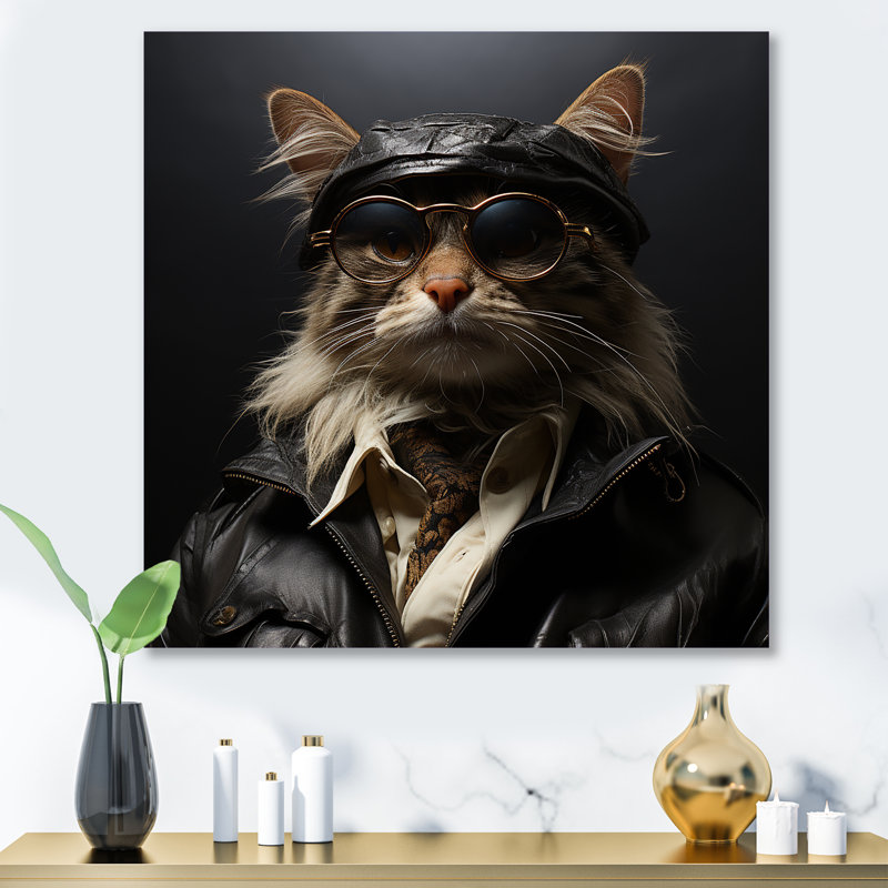 Chat, art mafieux, art mural, H 29 po x l 29 po
