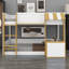 Lit superposé moderne avec bureau, rangement intégré, échelle et ports USB