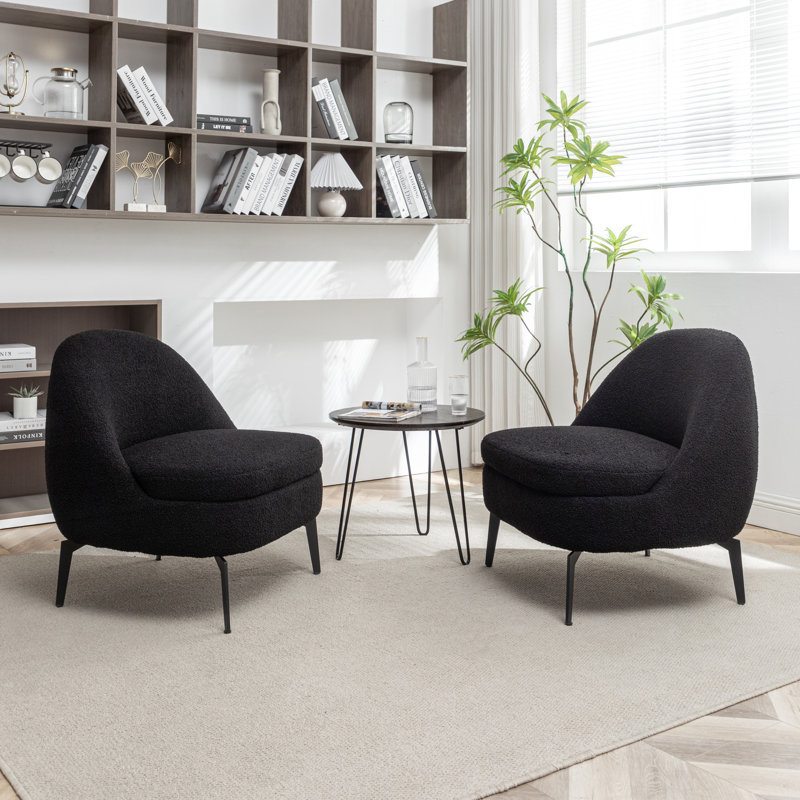 Fauteuil demi-tonneau rembourré Bula, Polyester noir