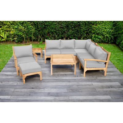 Ensemble de conversation modulaire en teck 4 pièces avec coussins Sunbrella Huntington