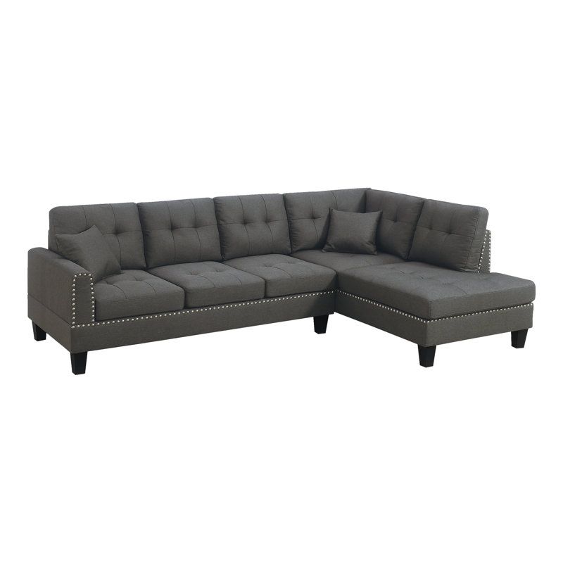 2-Piece Sectional Set, Dark Coffee Fabric