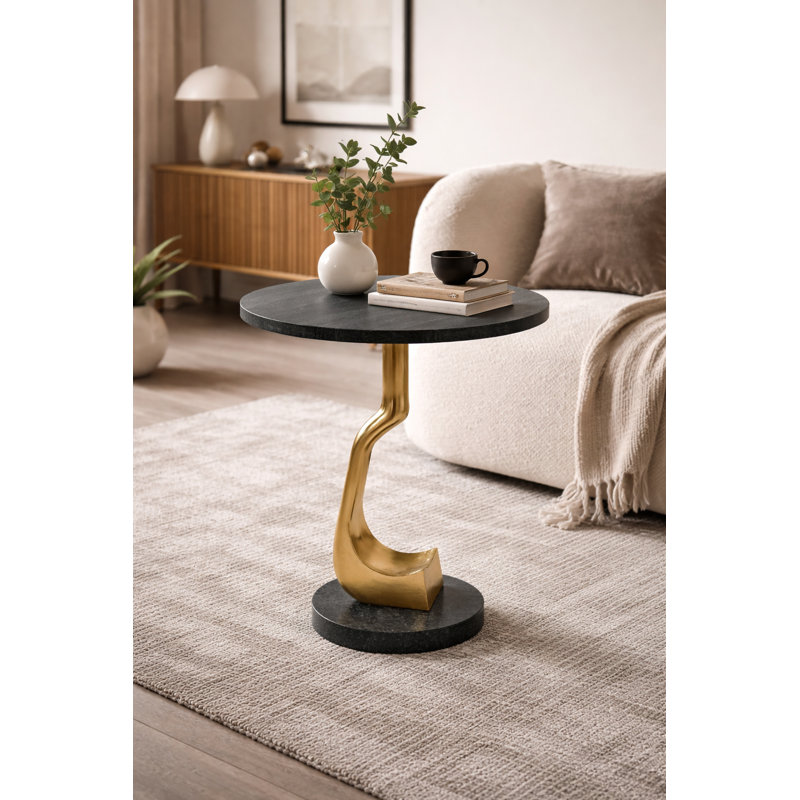 Black Marble Sculptural Accent Table