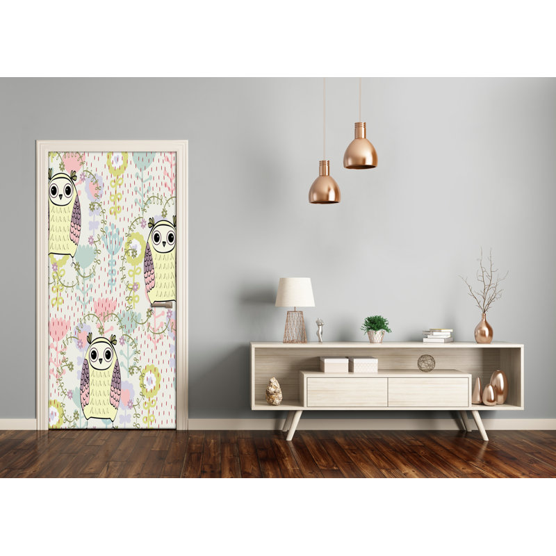 Owl Wall Door Decal, 205cm H x 85cm W