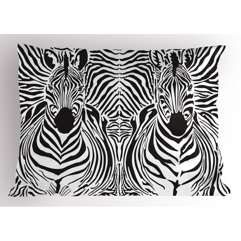 Black and White Zebra Stripe Microfiber Pillow Shams, 2 Pack, Standard/Queen