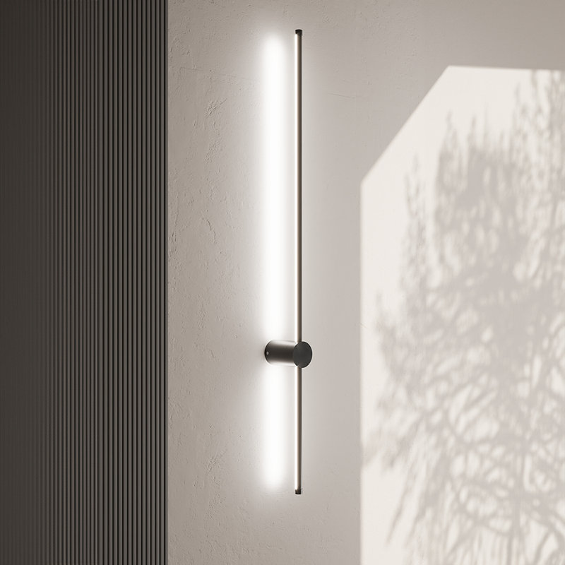 100cm Wide Rotatable Aluminum LED Wall Sconce Golden Light , Black