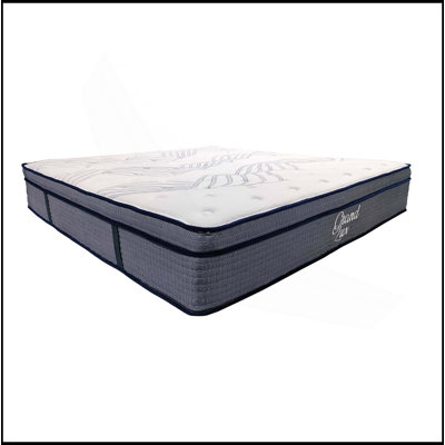 14 po Matelas en mousse hybride très grand et très grand, housse en tricot de polyester doux, matelas en mousse multicouche, blanc / gris