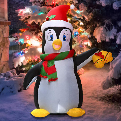 5ft Christmas Inflatable Penguin Decoration with Built-in LEDs