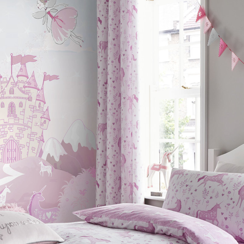 Folk Unicorn Easy Care Eyelet Curtains