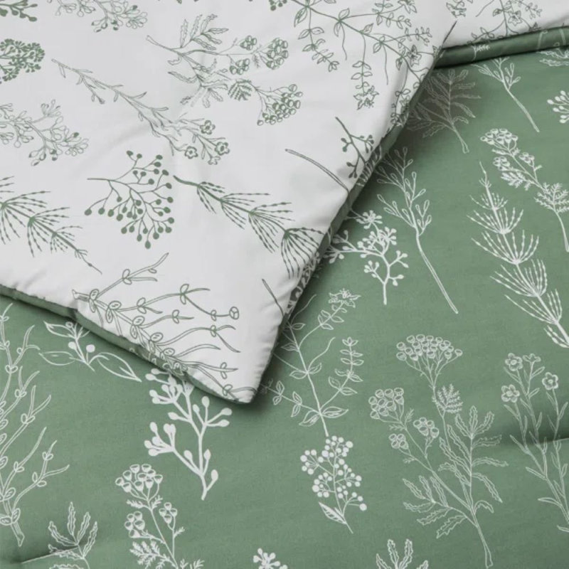 Best Seller Bedsure Comforter Set Reversible Cute Floral Bedding, 89GSM, Sage Green, King 
