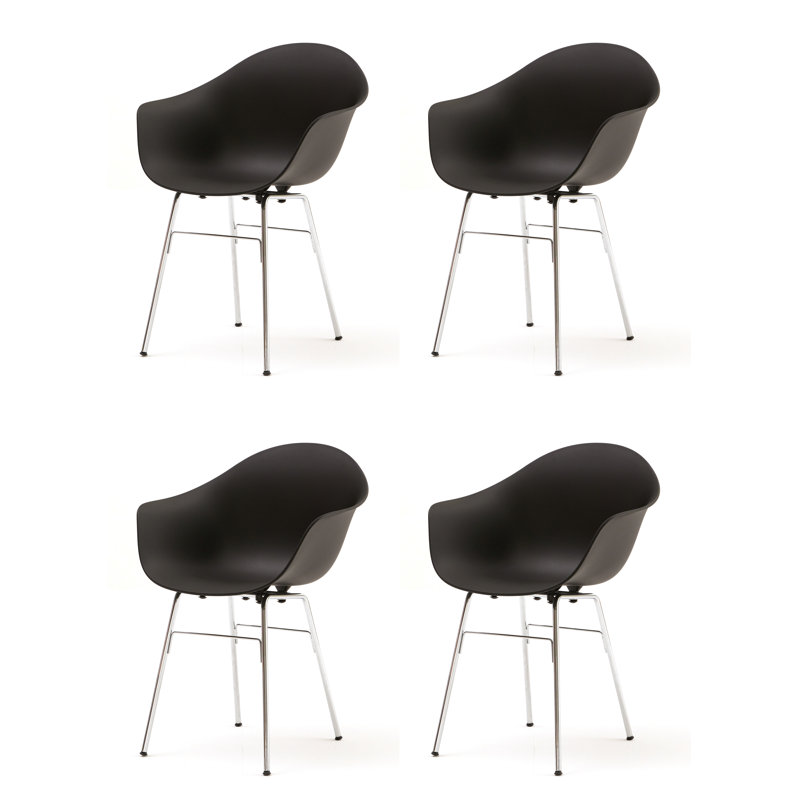 TA Armchair (Set of 4), Black/Chrome