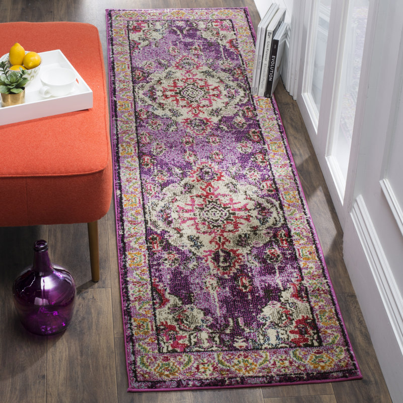 Almyra Oriental Area Rug, Runner 2'2" x 12', Violet/Fuchsia