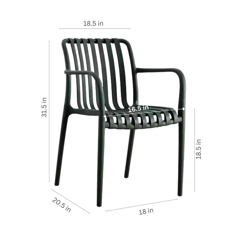 Chaises de salle à manger d'extérieur Gerard, Noir