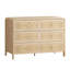 Commode 6 tiroirs 47,2 "de large avec poignées en rotin et poignées dorées