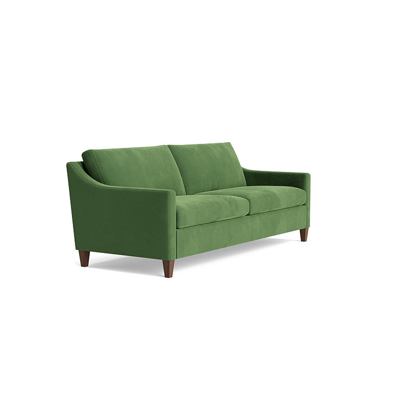 Vera Sofa (85"), Walnut Finish (Angled), Performance Velvet - Ivy