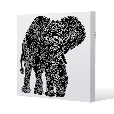 Elephant Silhouette Slim Style Canvas Print, 15mm Slim Real wood.