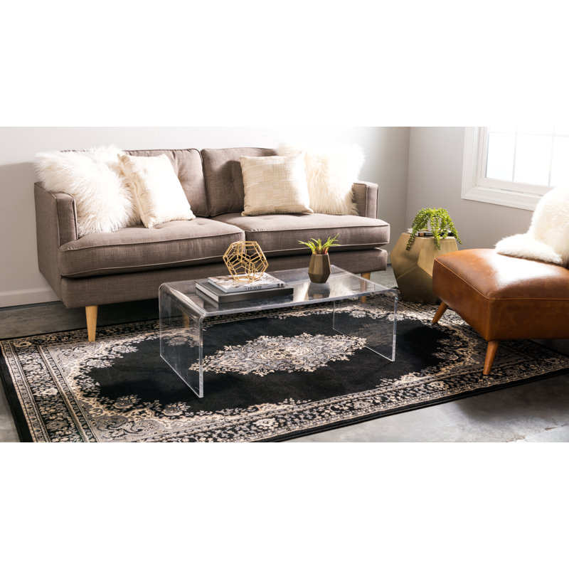 Balthrop Oriental Indoor Rug, Rectangle 5'3" x 8', Black