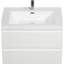 Meuble-lavabo de 76 cm (30 po), lavabo en résine et tiroirs à fermeture amortie. Blanc brillant 24v11-30gw. Meuble suspendu avec lavabo intégré, gain de place. Meuble moderne. Accessoire de luxe