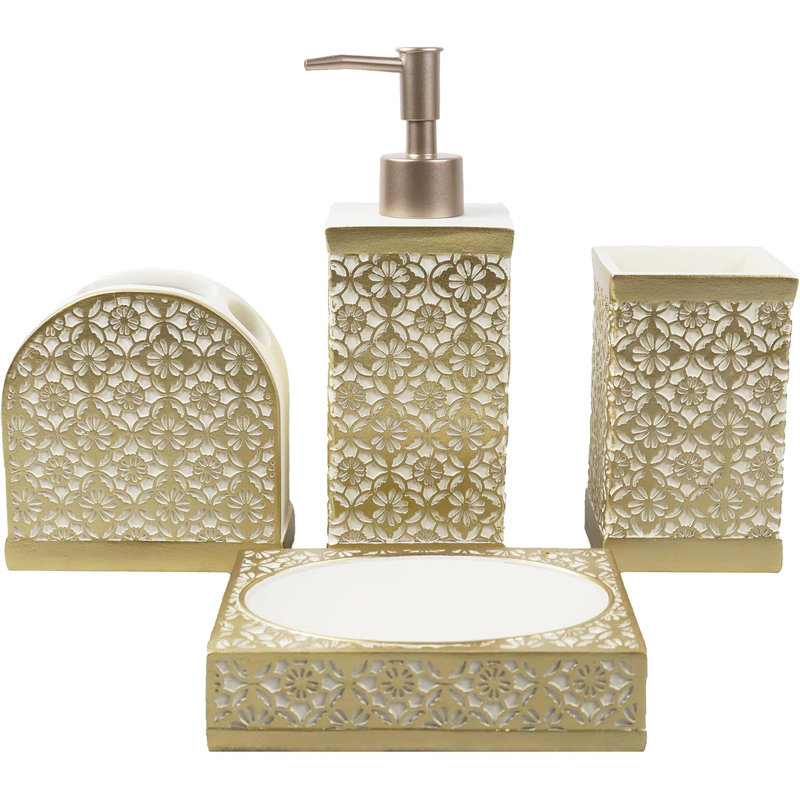 Golden Bathroom Accessories Set