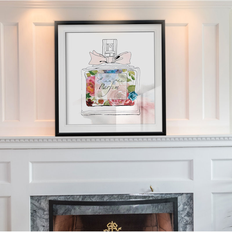 « chic fleur parfume i », peinture, H 16 po x l 16 po x P 2 po, Cadre noir