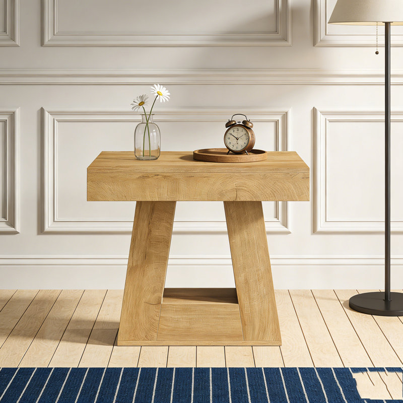 2-Tier Narrow Side Table with Trapezoid Base