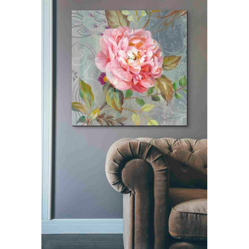 «Peony and Paisley II» par Danhui Nai, art mural sur toile, H 37 po x l 37 po x P 1,5 po