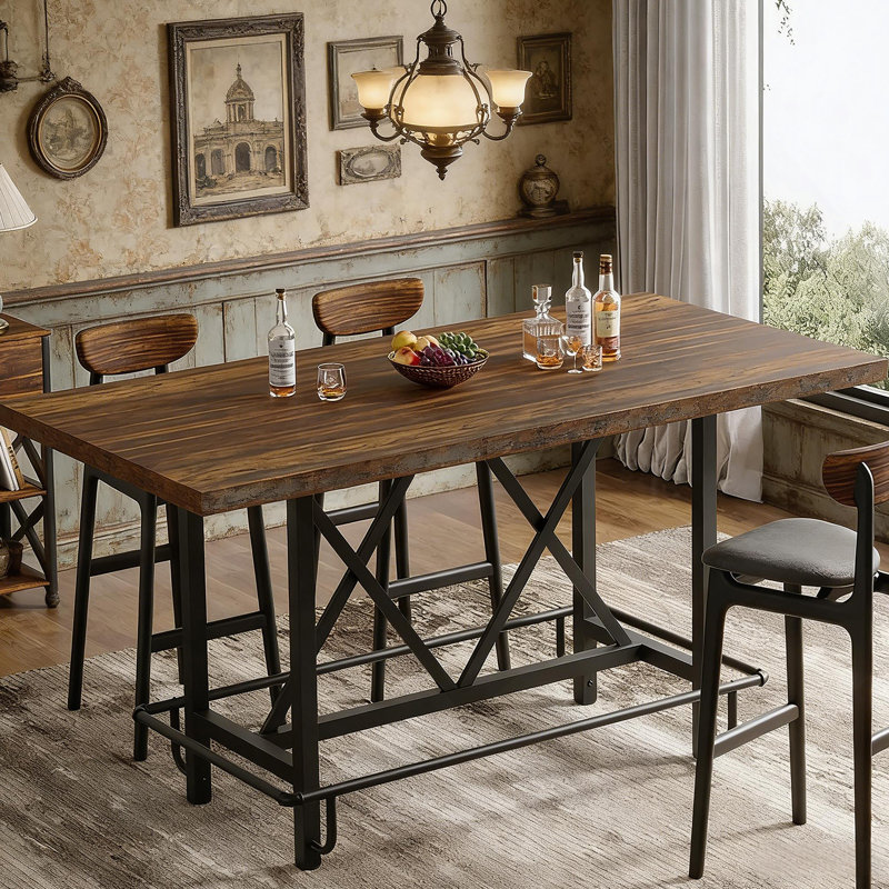 Comptoir de bar rustique, table de bar robuste, Brun