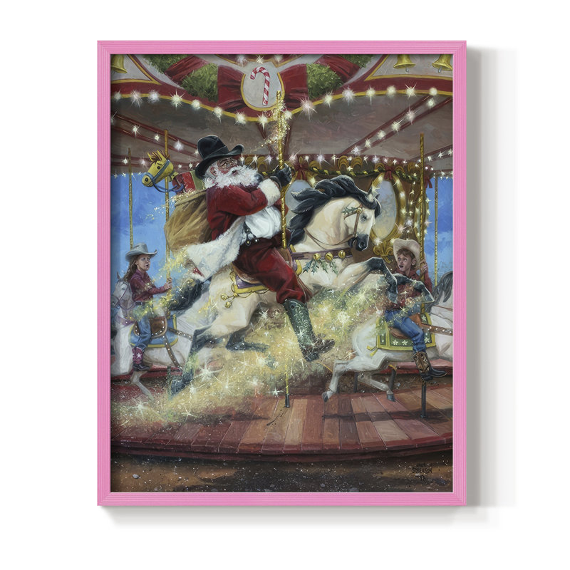 «Merry Go Round», reproduction encadrée - bois massif, H 30 po x l 24 po, Rose