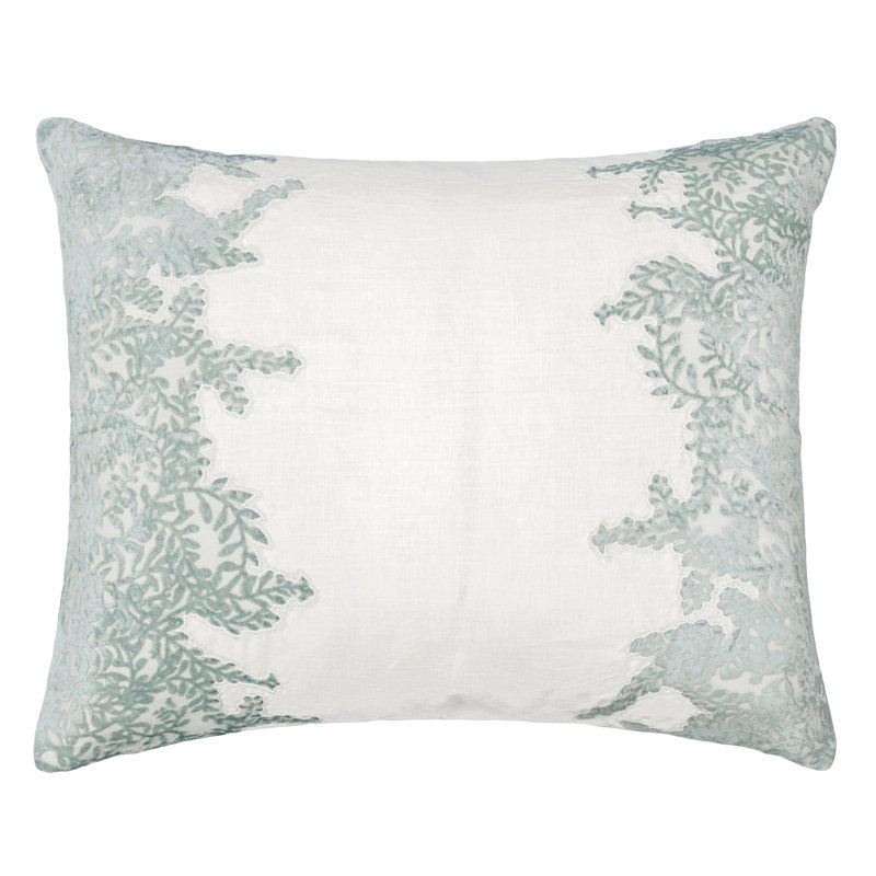 Ferns Floral Linen Throw Pillow, Sage/White, Rectangle 16"H x 20" W