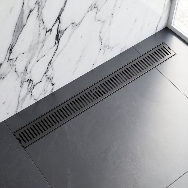 Elan 24" Rectangular Grate Linear Grid Shower Drain, Matte Black