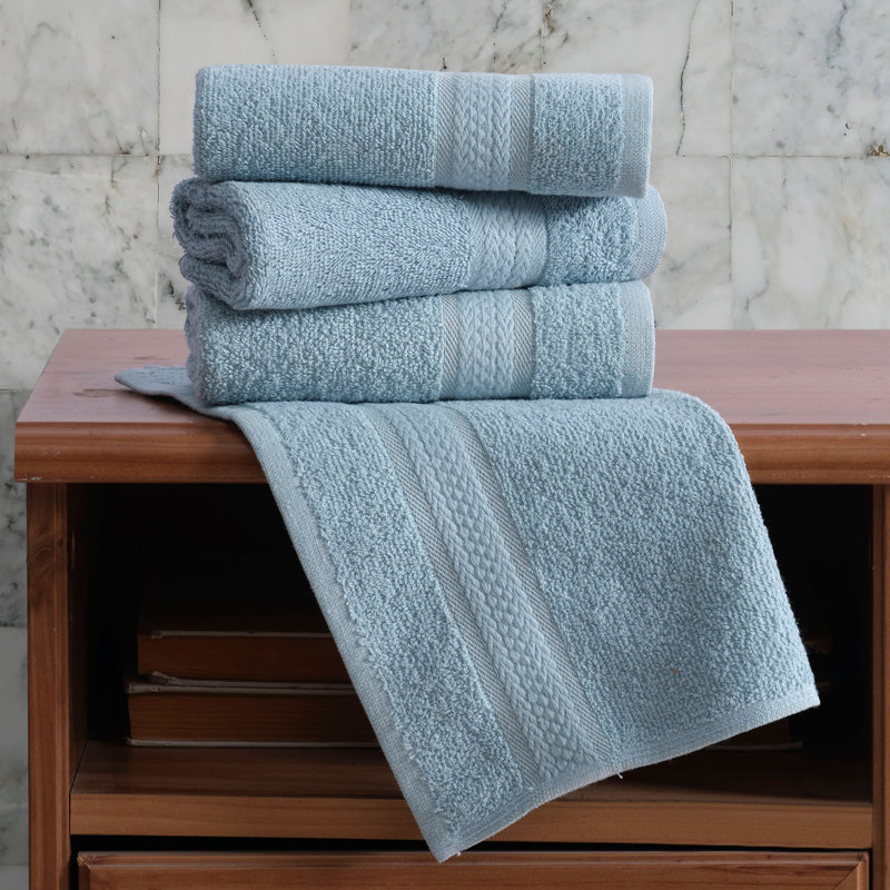 Ensemble de débarbouillettes en coton turc à séchage rapide 4 pièces, débarbouillettes 13 x 13, Bleu