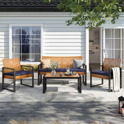 Armantine Darb Stylish 4-Person Wicker Patio Set