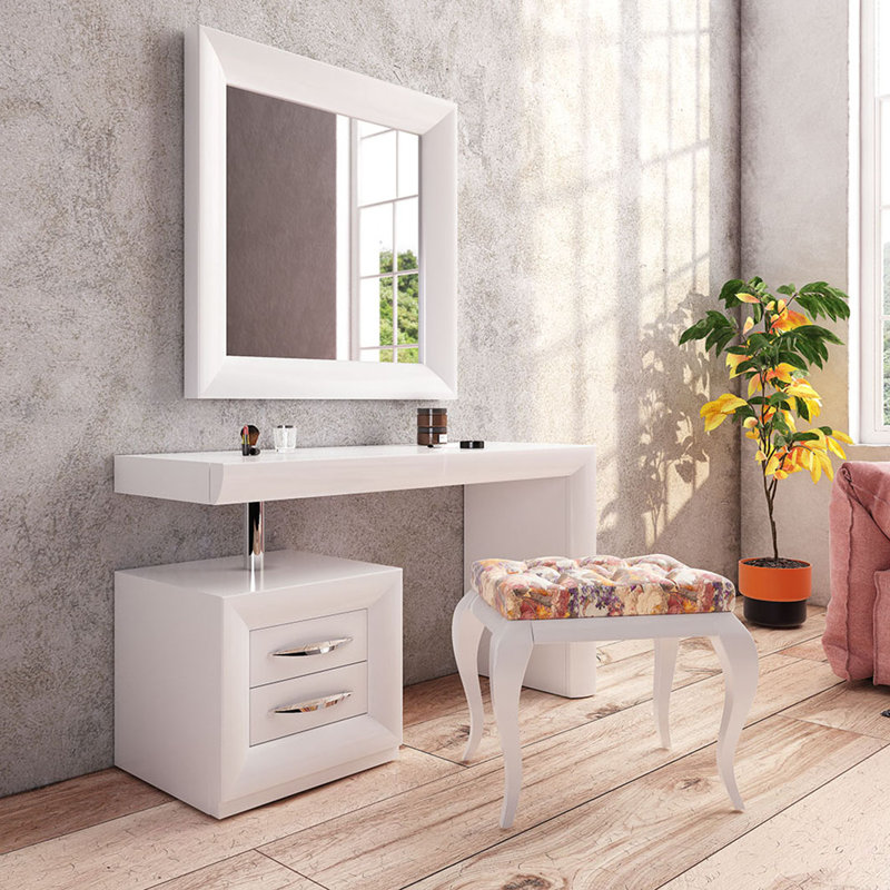 Ensemble de meuble-lavabo avec tabouret et miroir Konecazny, Ultrabrillant