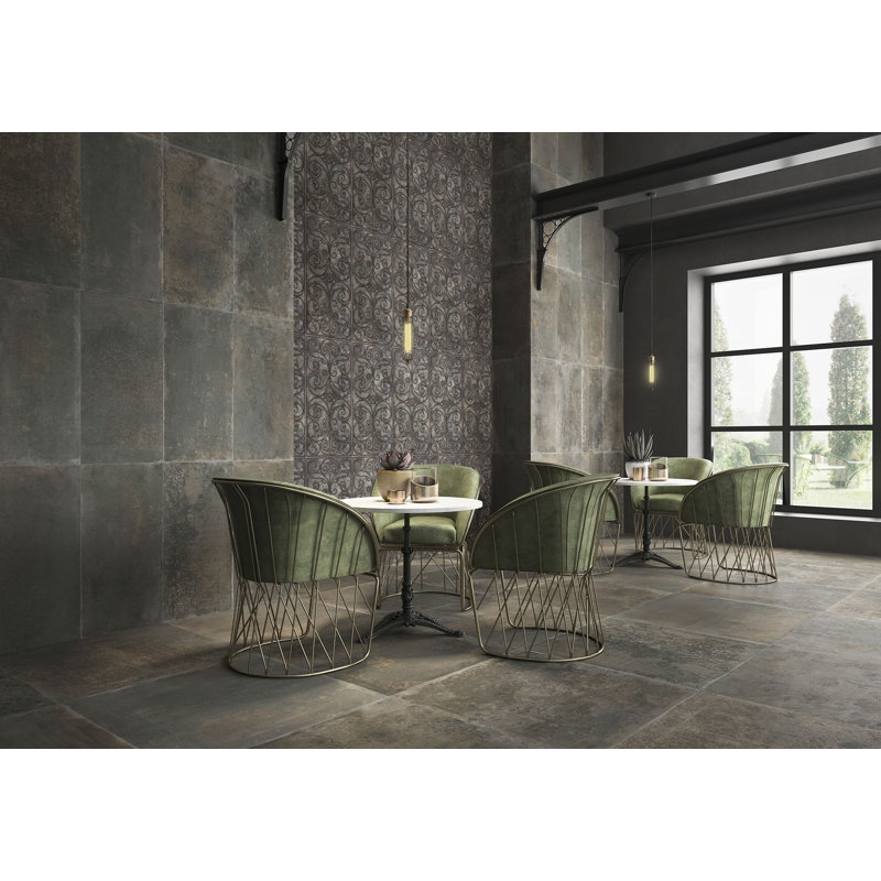 17.72" x 35.44" Porcelain Metal Look Wall & Floor Tile