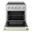 ZLINE Autograph 30 in. Satin Stainless Marino Induction Range with White Door and Bronze Accents
