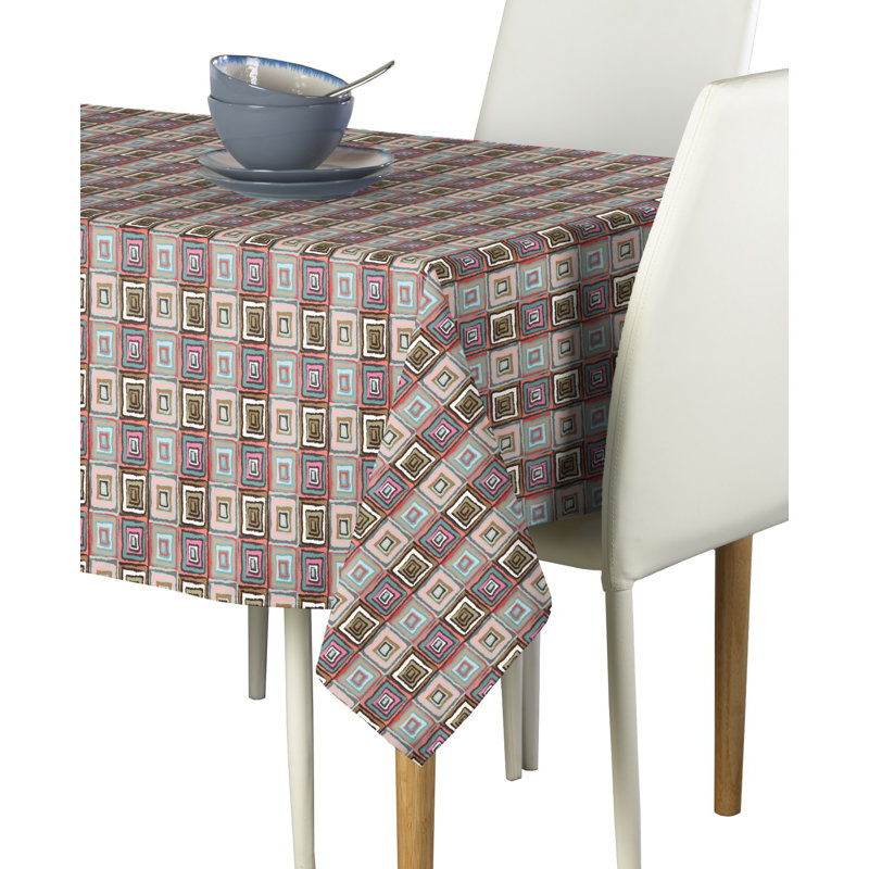 Lopes Retro Squares Tablecloth, 104" L x 60" W