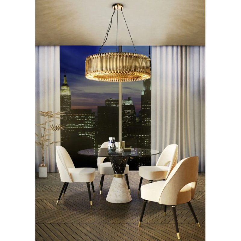 Lustre suspendu léger, Laiton brossé, 66" Diameter x 19" Height