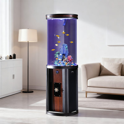 Aquarium cylindrique en acrylique avec cadre en fer