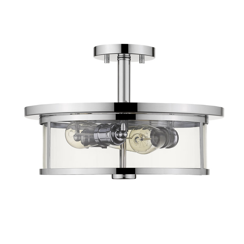 Plafonnier encastré cylindrique simple 15,75 po Attah, Chrome