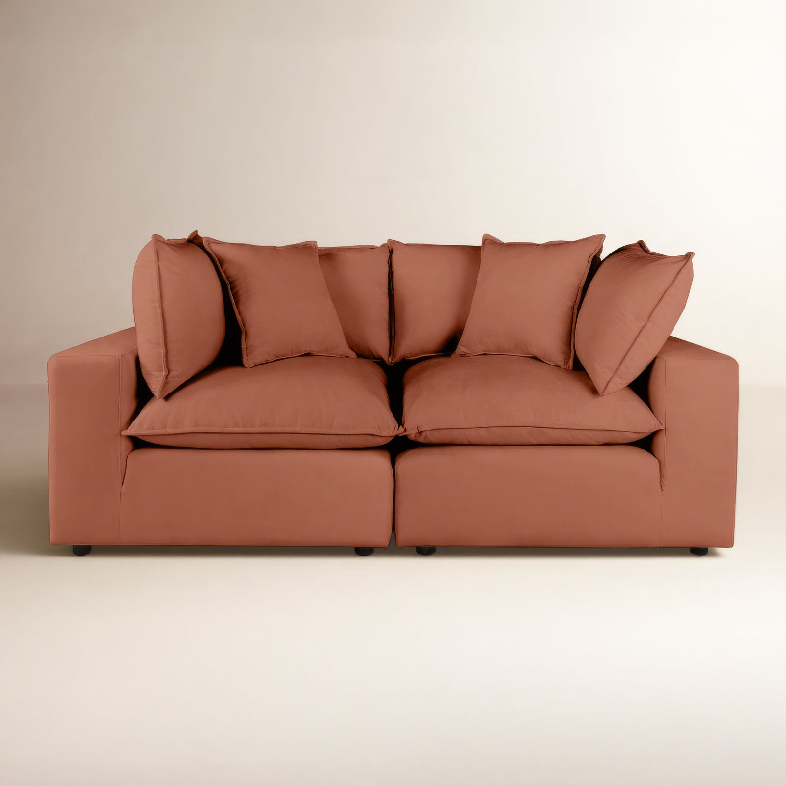 Ellaria 80" Modular Loveseat, Rust Polyester Blend