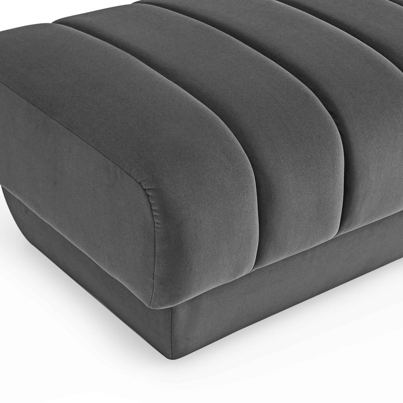 87.9Cm Wide Velvet Square Footstool Ottoman, Grey Velvet