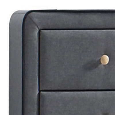 Commode double 6 tiroirs rembourrée gris clair
