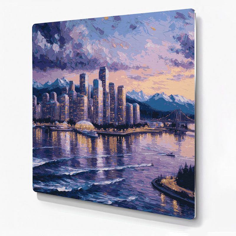 Art mural gris en villes, Vancouver, Colombie-Britannique, H 96 po x l 96 po x P 0,05 po
