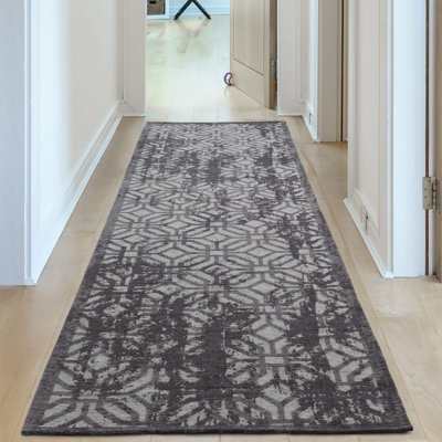 Carina Washable Rugs Geometric Design in Black