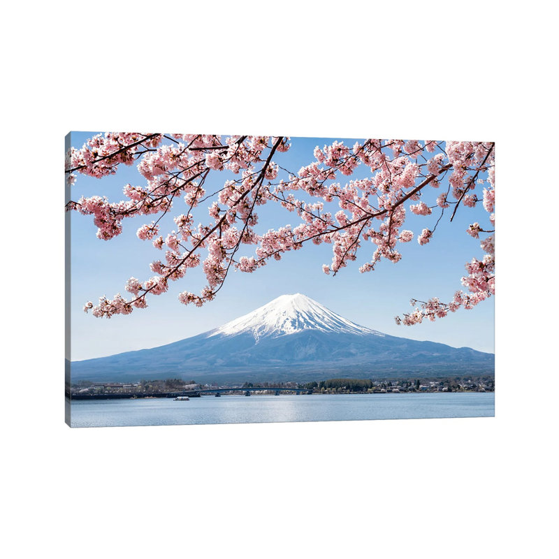Mount Fuji In Spring At Lake Kawaguchiko by Jan Becke - Wrapped Canvas Print, 20.32 cm H x 30.48 cm W