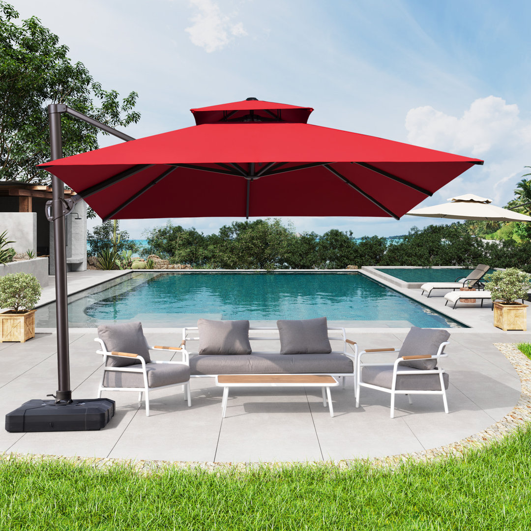 Lowrie Outdoor 10 x 13 ft Offset Umbrella Patio Cantilever Umbrella without Weighted Base Freeport Park® Fabric 