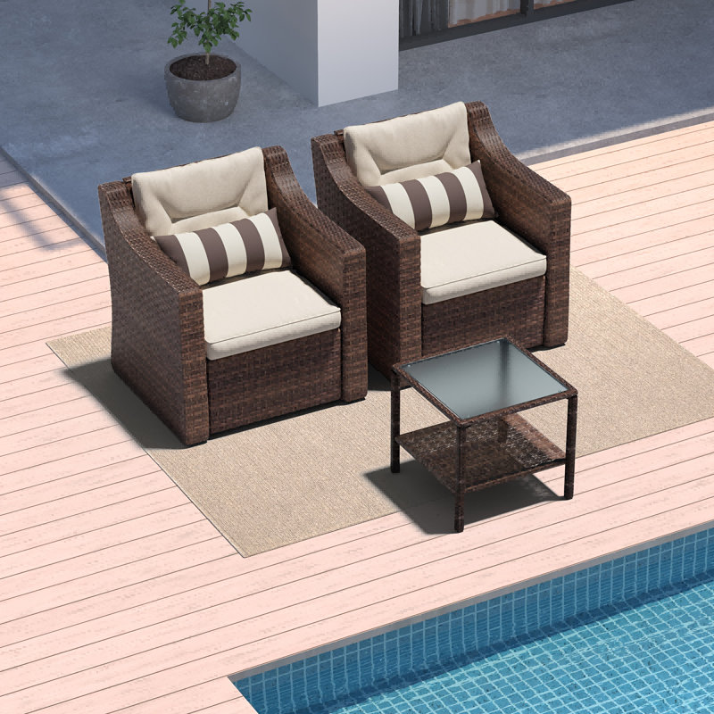 Outdoor Patio Furniture Set, 7/5/4/3/2 Piece Patio Conversation Set Outdoor Furniture Set, Rattan Lounge Chair With Ottoman Footrest, Coffee Table & Cushions For Garden, Patio, Balcony, Deck(Brown/Grey) - Patio Furniture Outdoor