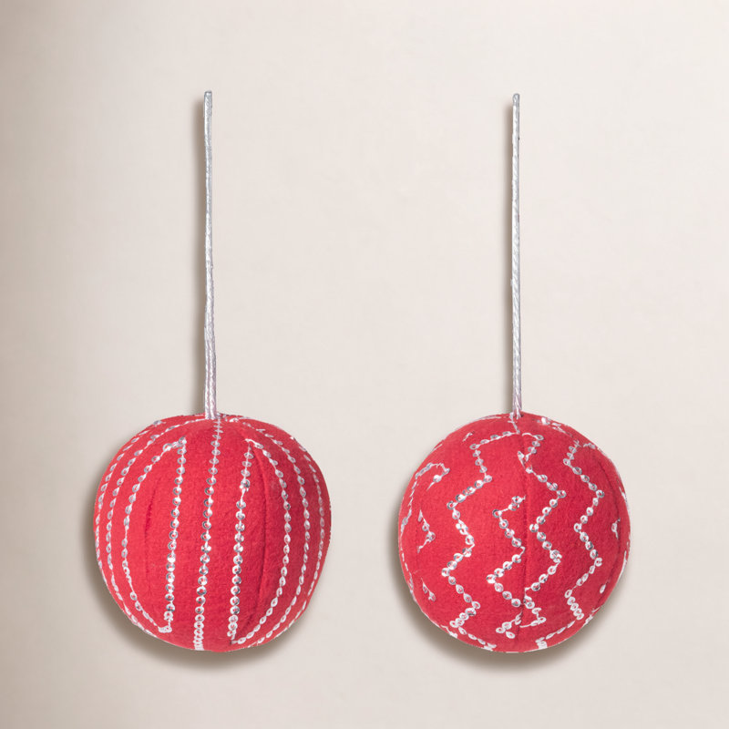 Alpine Sanctuary 3" Bauble, Red/Silver