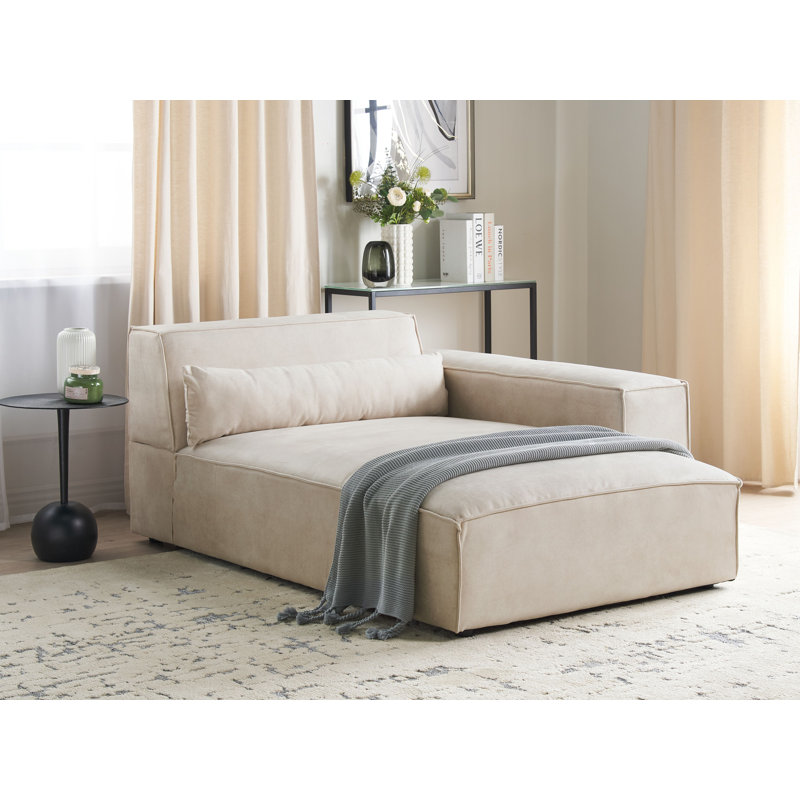 Netanya Upholstered Chaise Lounge, Beige Velvet , Right Hand Facing