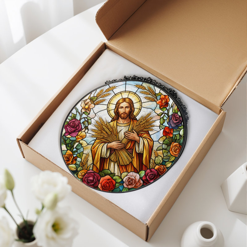 Panneau de vitrail Jésus Christ H 12 po, H 12 po